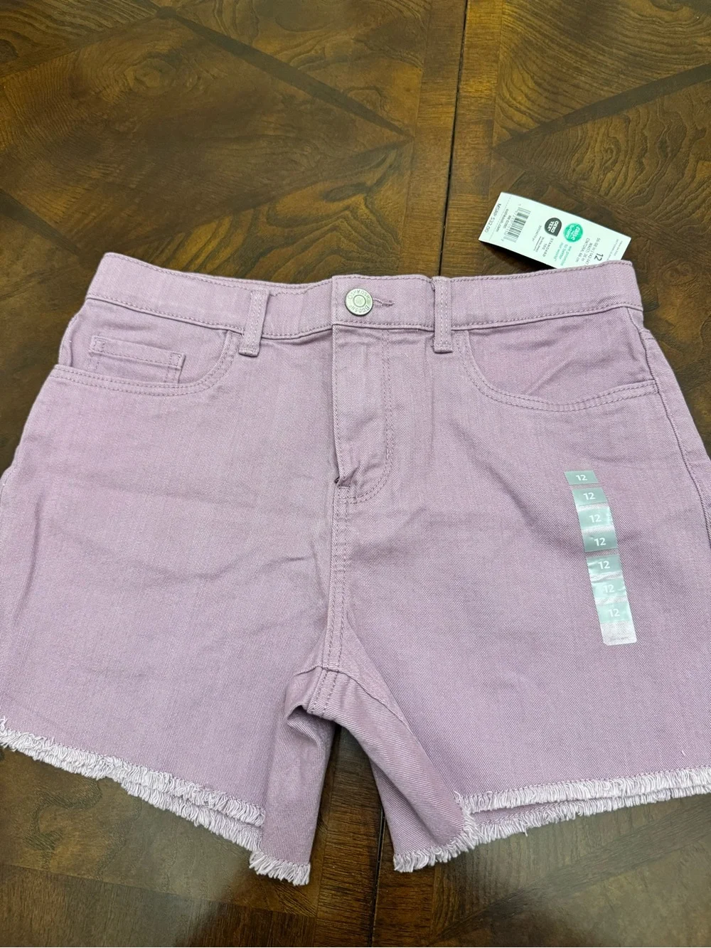 Lavender Denim Frayed Hem Shorts